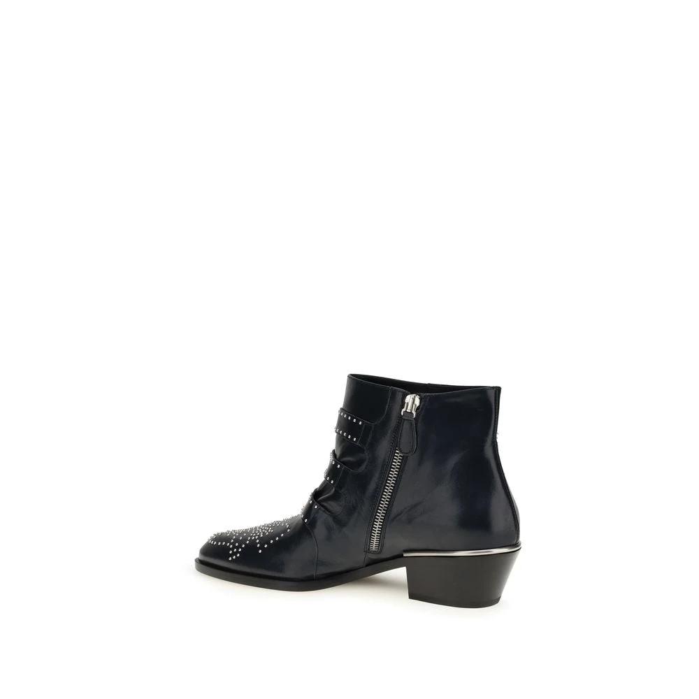 Chloé Black Calf Leather Bos Taurus Lace-Up Boots by Chloé