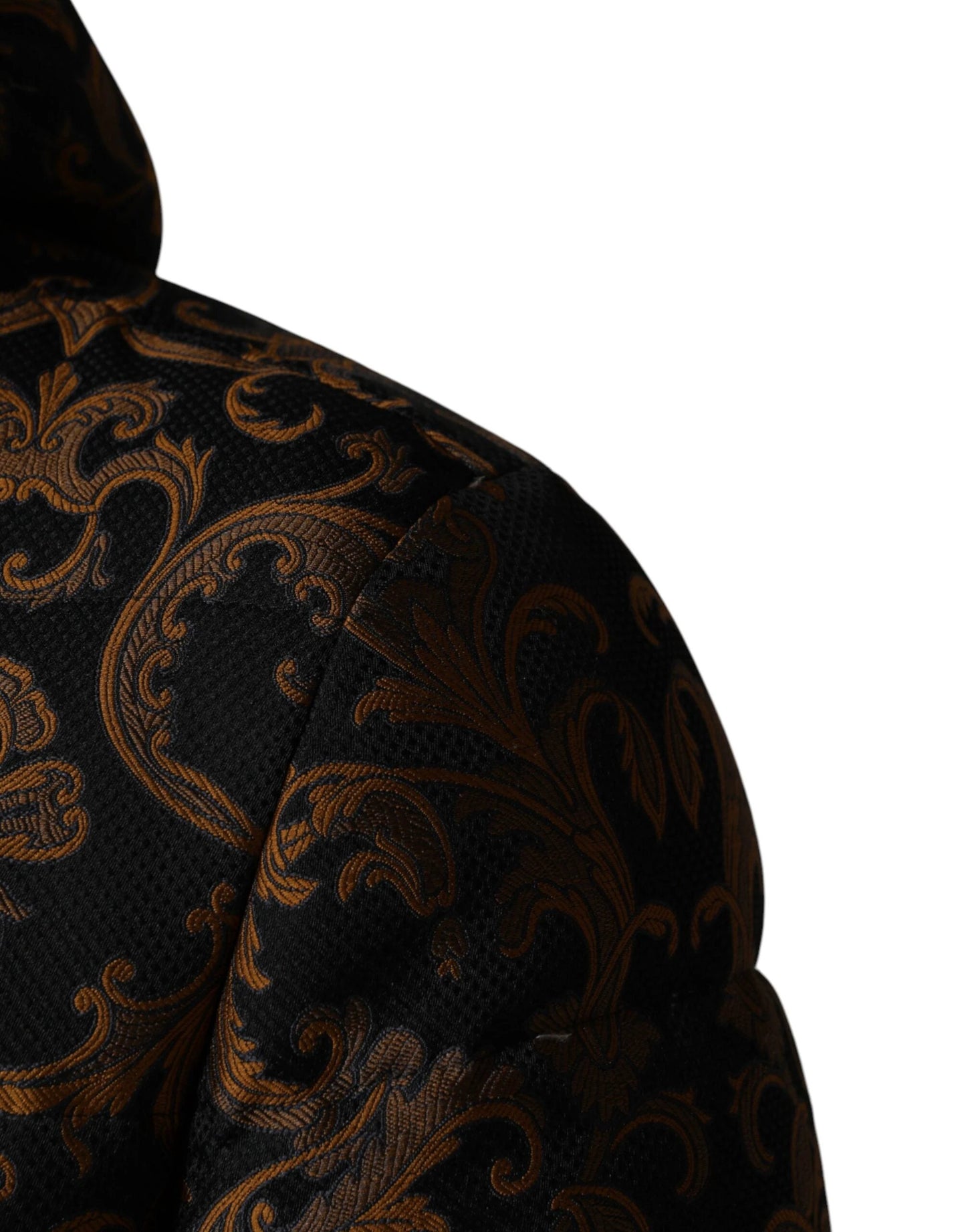Dolce & Gabbana Black Floral Jacquard Quilted Hooded Jacket by Dolce & Gabbana