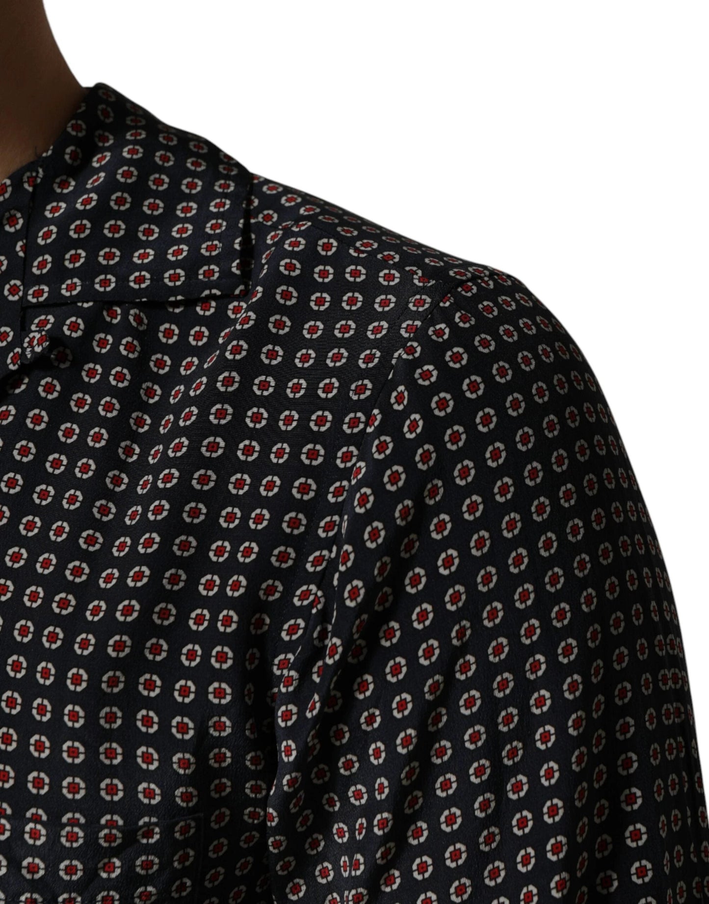Dolce & Gabbana Black Patterned Silk Men Button Down Shirt by Dolce & Gabbana