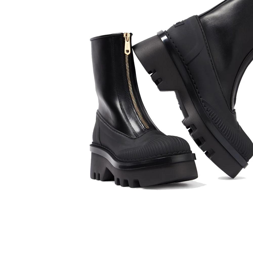 Chloé Black Calfskin Lace-Up Boots