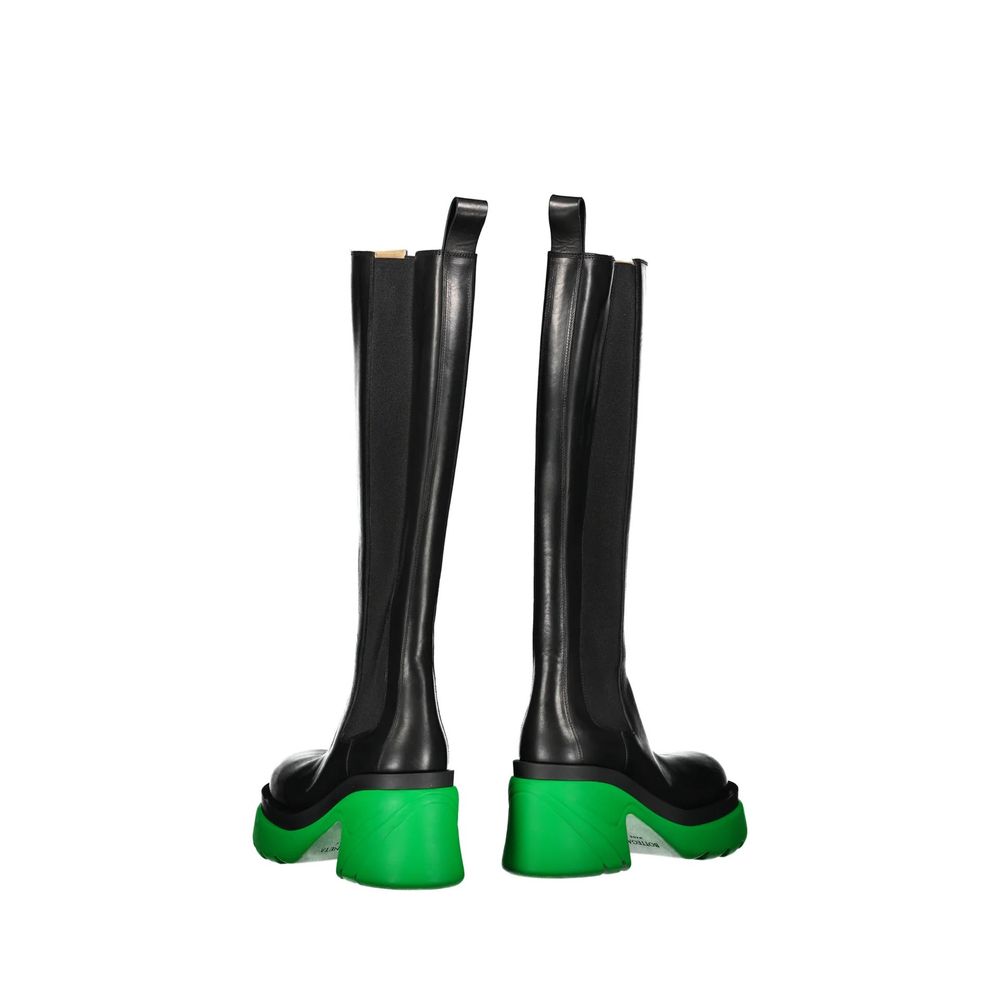 Bottega Veneta Black Leather Flat Boots