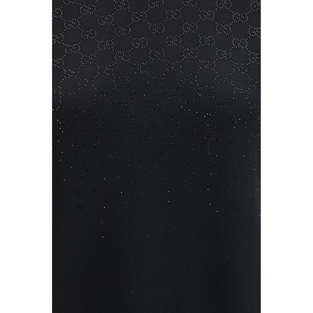 Robe courte Gucci en laine mélangée noire à motif GG en cristaux – GU-852066XKFB31043