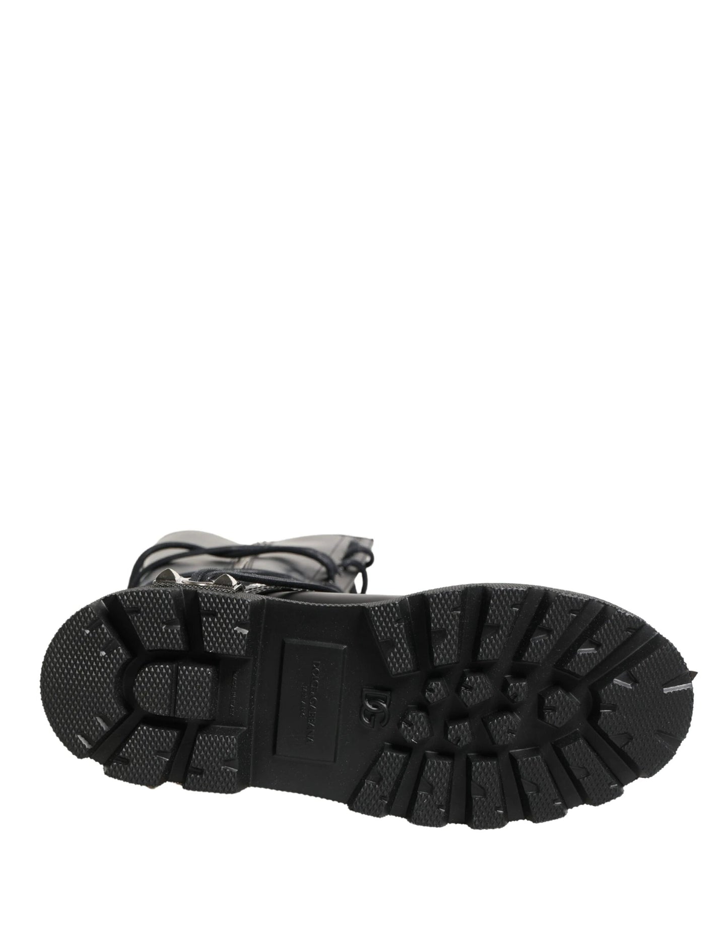 Dolce & Gabbana Black Leather Knee High Combat Boots Shoes