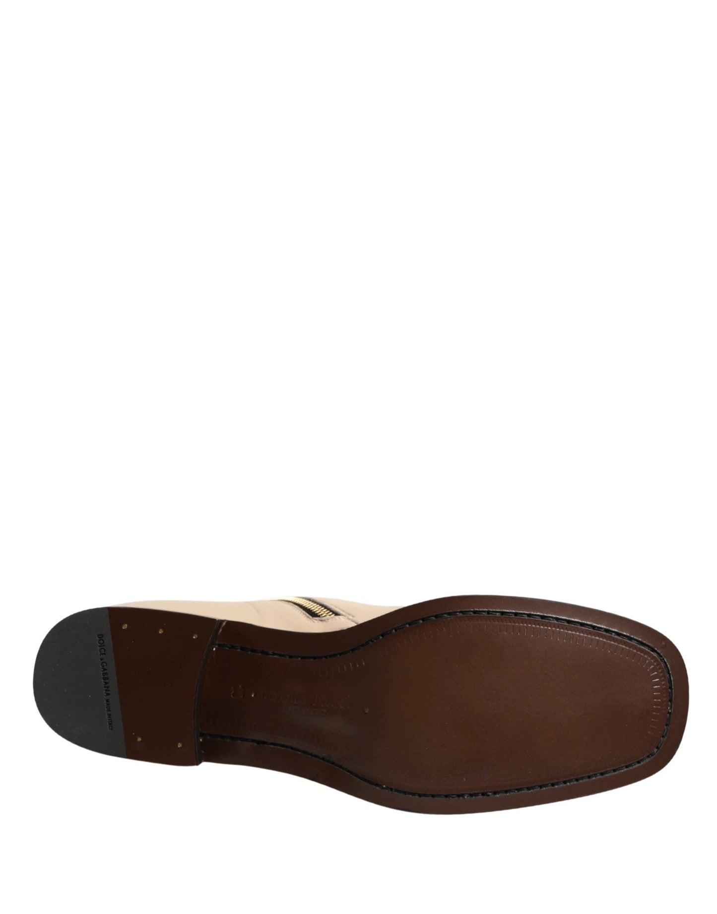 Dolce & Gabbana Beige Leather Logo Plaque Ankle Boots Shoes by Dolce & Gabbana
