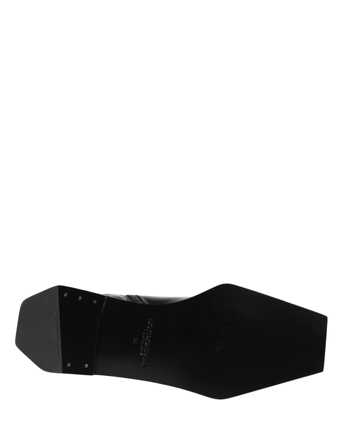 Dolce & Gabbana Black Leather Zip Closure Ankle Boots Shoes