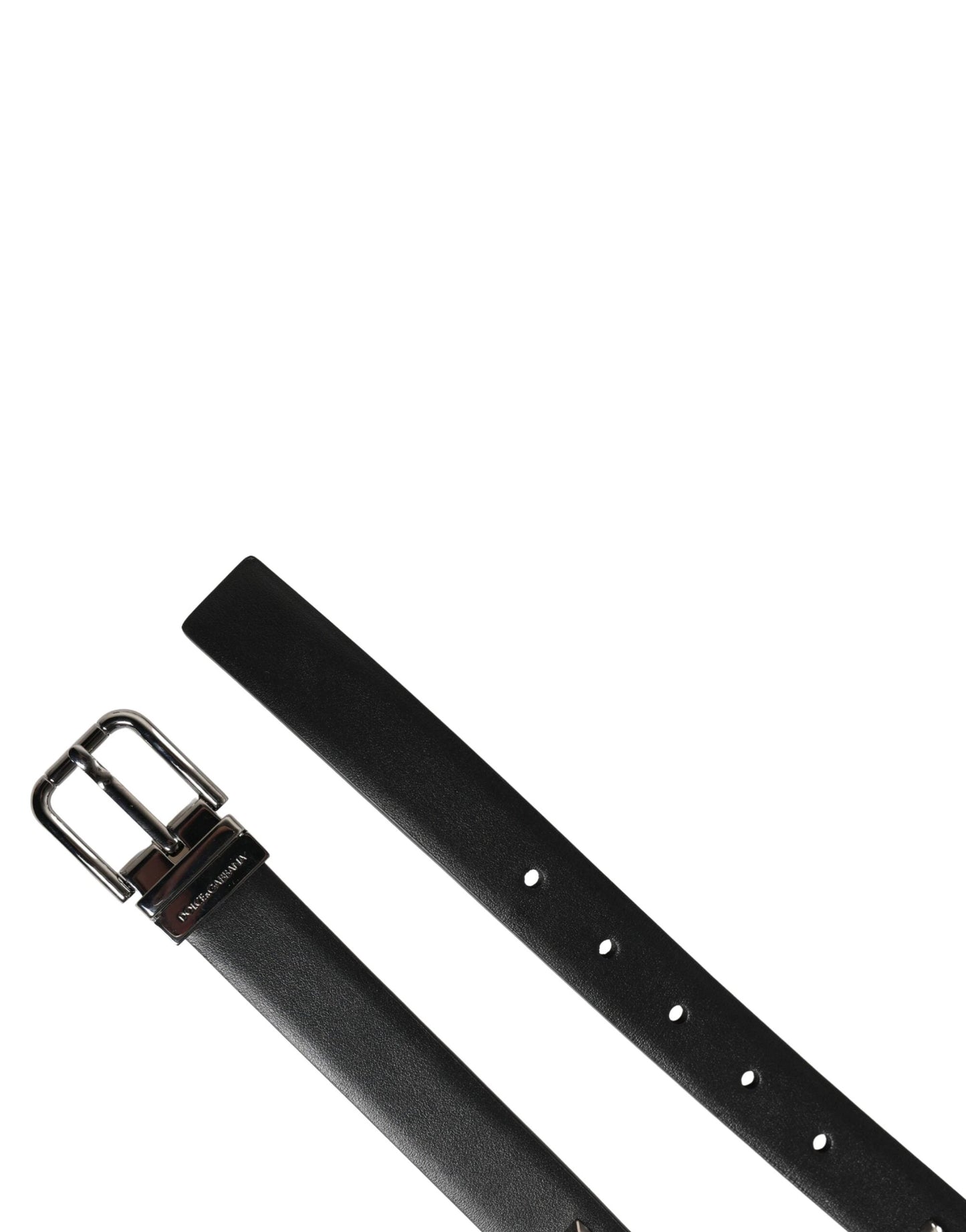 Dolce & Gabbana Black Leather Studded Silver Tone Buckle Belt by Dolce & Gabbana