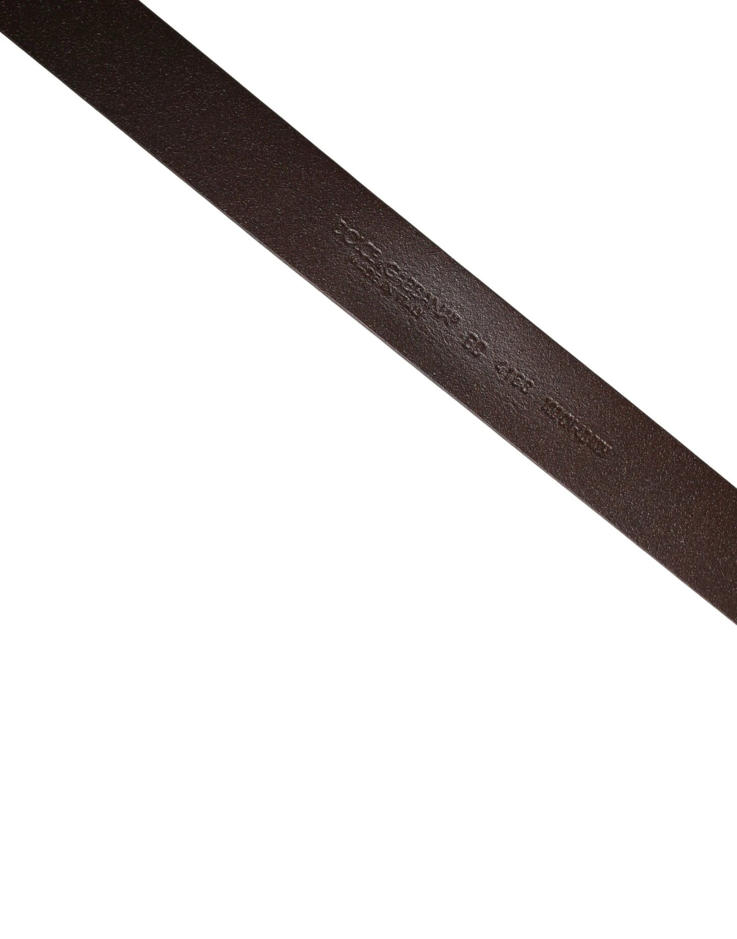 Dolce & Gabbana Brown Leather Logo Metal Buckle Men Belt by Dolce & Gabbana