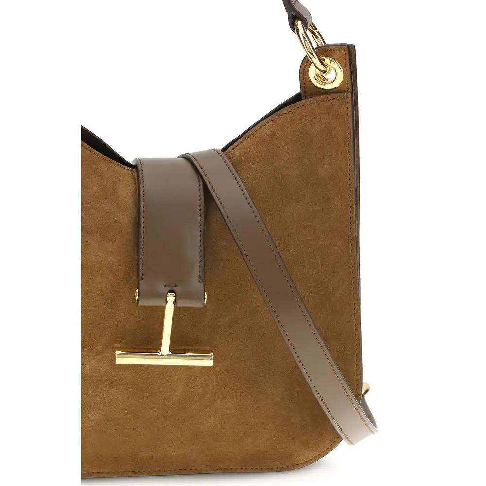 Tom Ford Brown Calf Leather Bos Taurus Shoulder Bag by Tom Ford