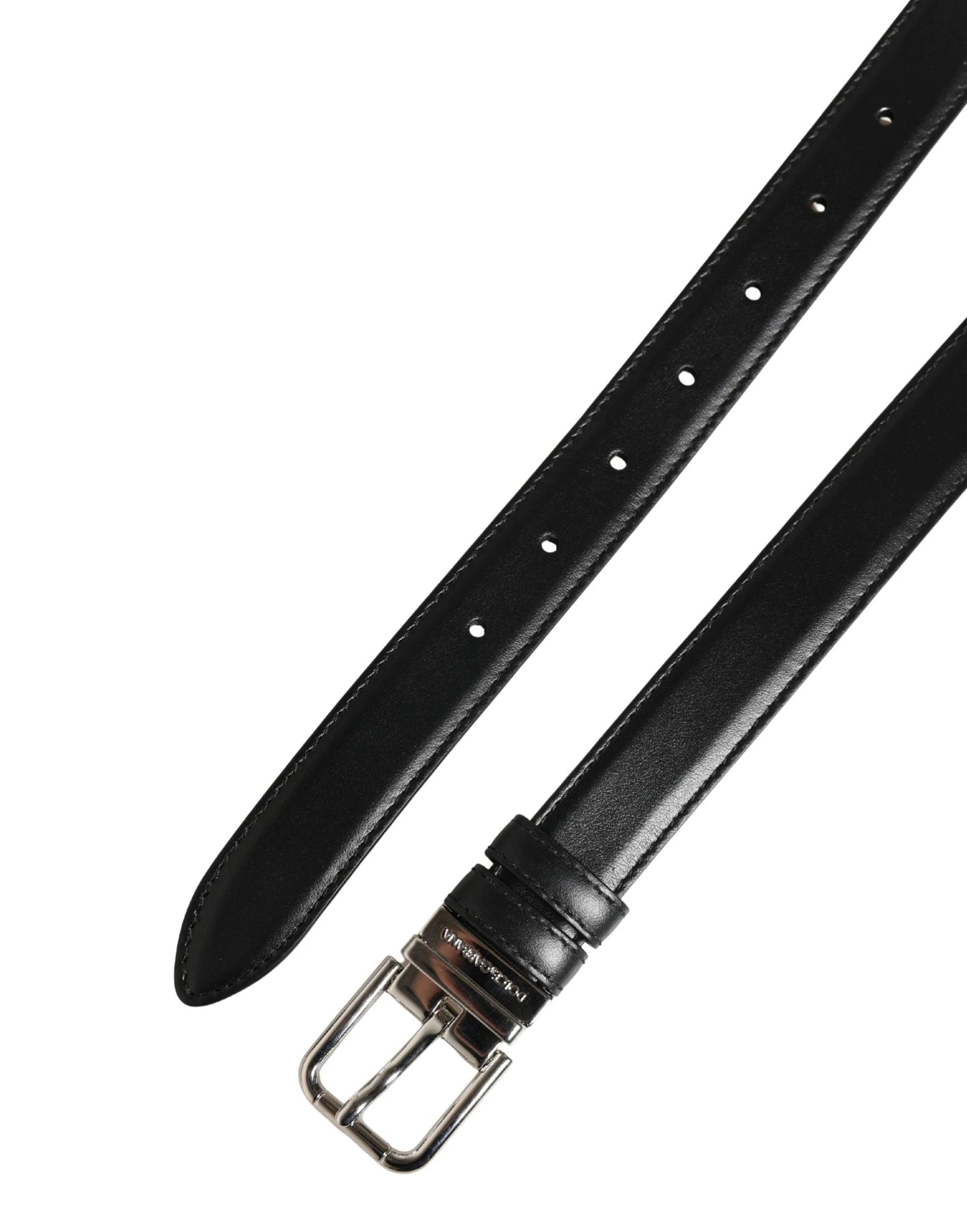 Dolce & Gabbana Men Black Classic Leather Metal Buckle Belt by Dolce & Gabbana