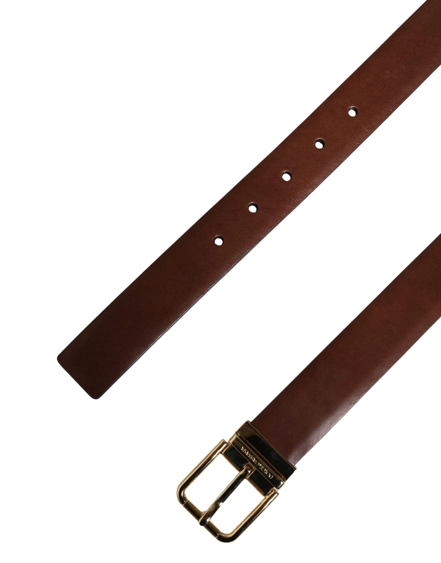 Dolce & Gabbana Men Brown Classic Leather Metal Buckle Belt by Dolce & Gabbana