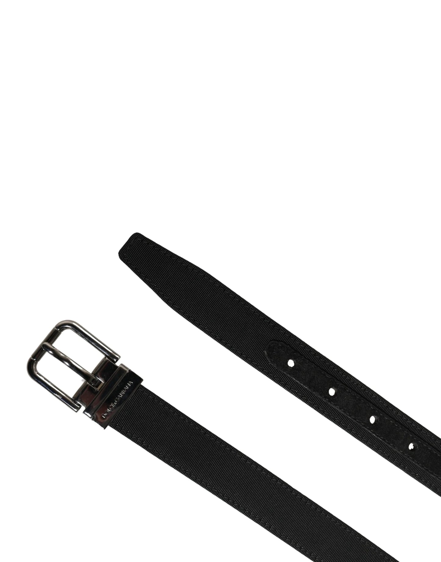 Dolce & Gabbana Men Black Viscose Leather Metal Buckle Belt by Dolce & Gabbana