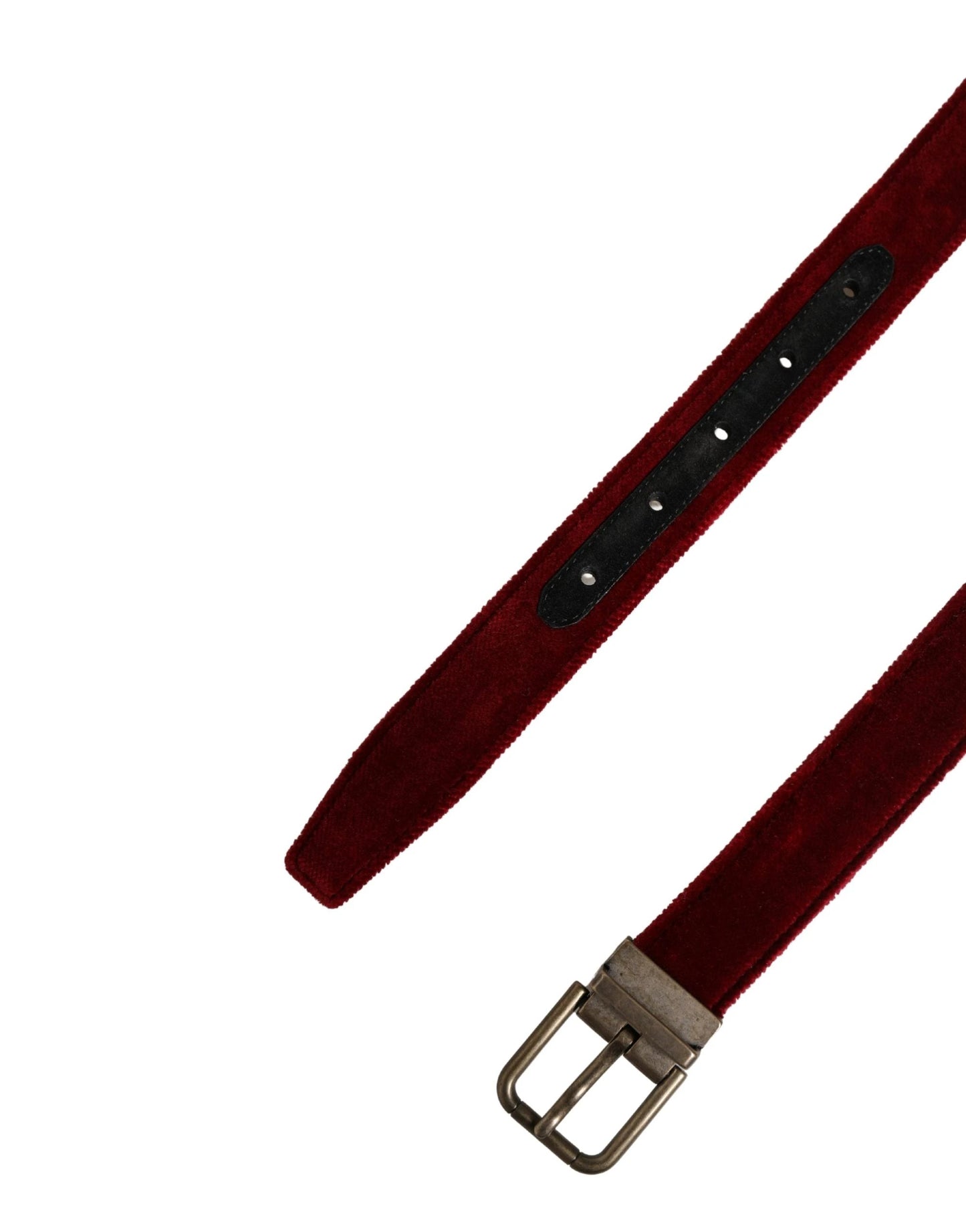 Dolce & Gabbana Men Burgundy Velvet Cotton Metal Buckle Belt by Dolce & Gabbana