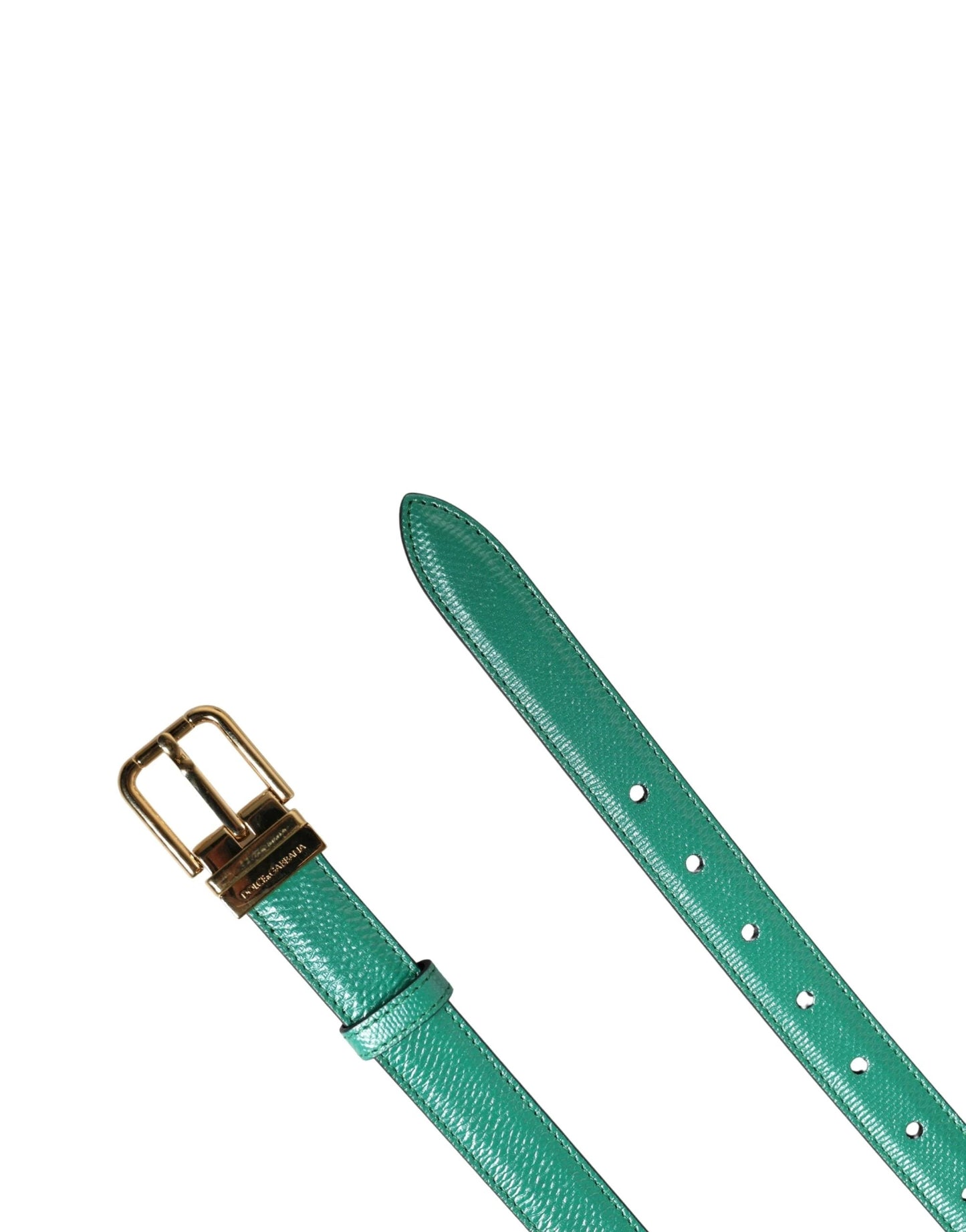 Dolce & Gabbana Men Green Classic Leather Metal Buckle Belt by Dolce & Gabbana