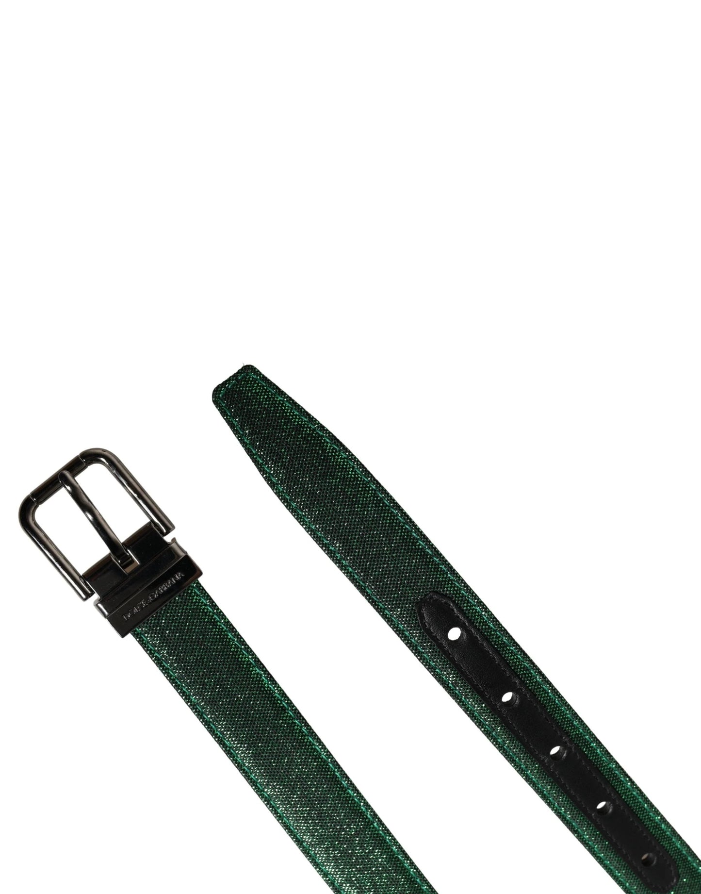 Dolce & Gabbana Men Green Lurex Polyester Metal Buckle Belt by Dolce & Gabbana