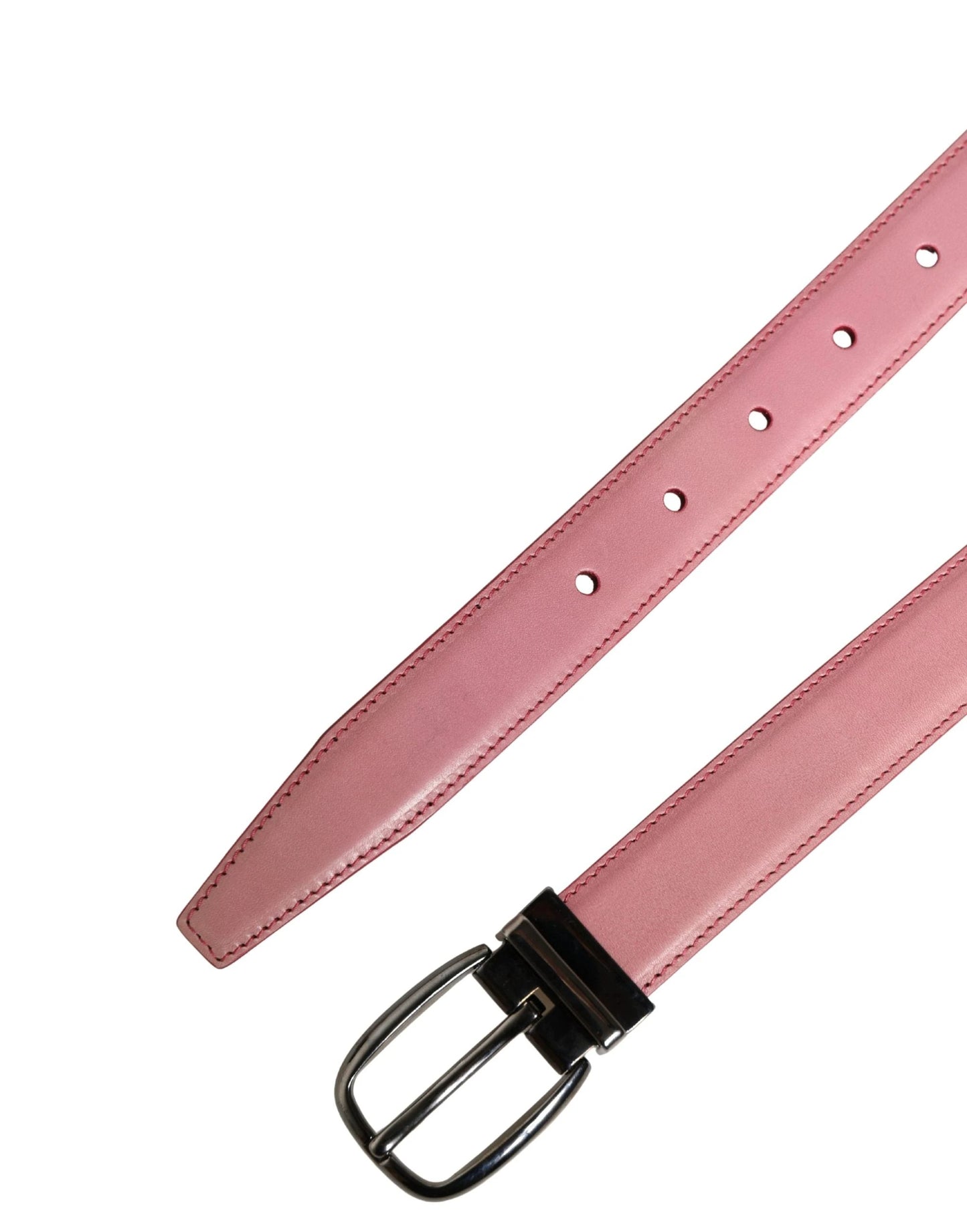 Dolce & Gabbana Men Pink Classic Leather Metal Buckle Belt by Dolce & Gabbana