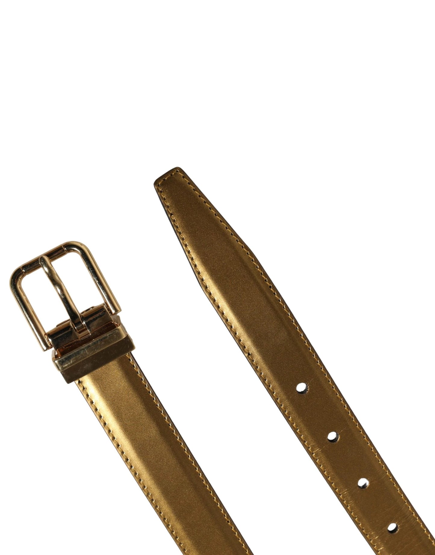 Dolce & Gabbana Men Gold Classic Leather Metal Buckle Belt by Dolce & Gabbana