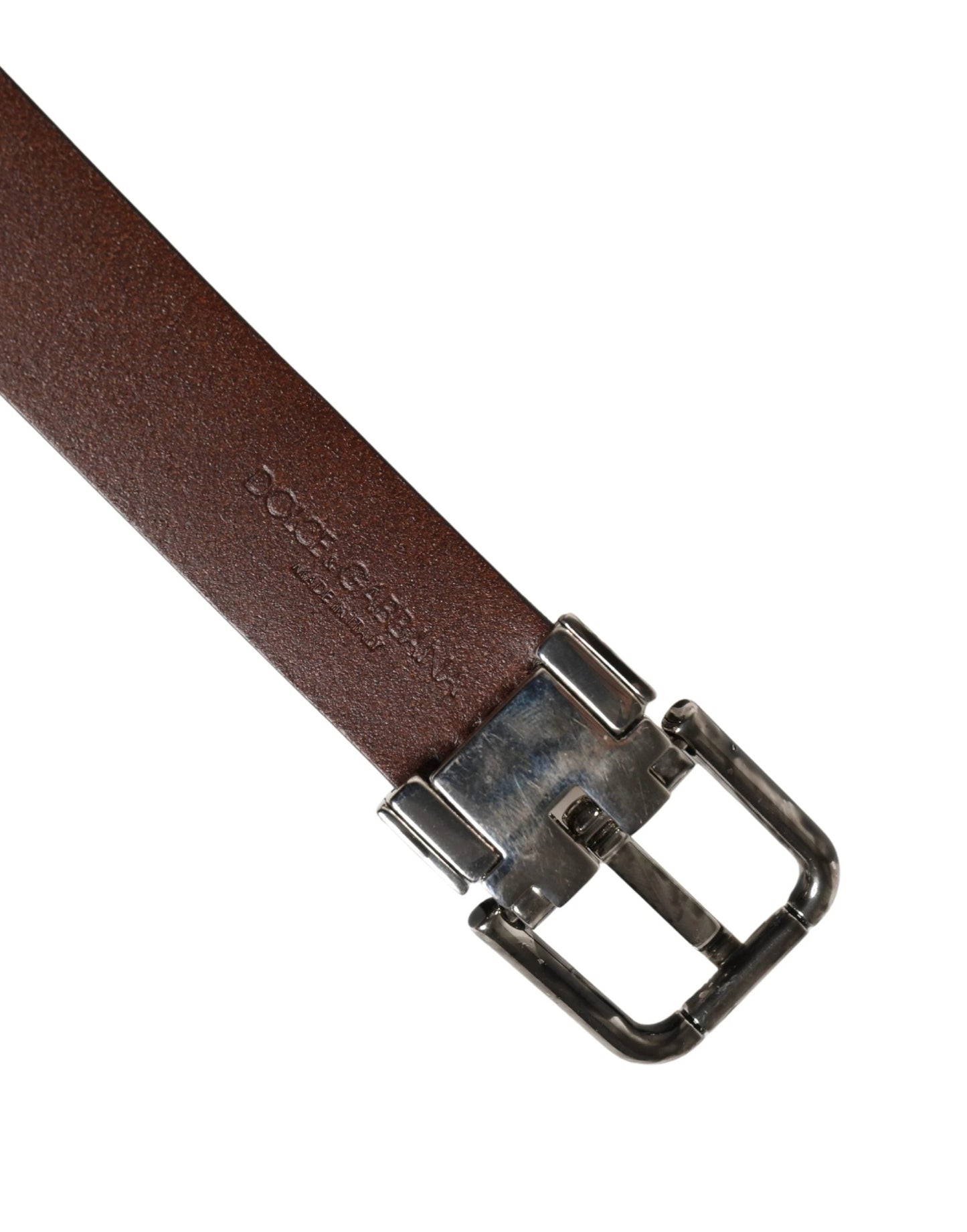 Dolce & Gabbana Men Brown Classic Leather Metal Buckle Belt by Dolce & Gabbana