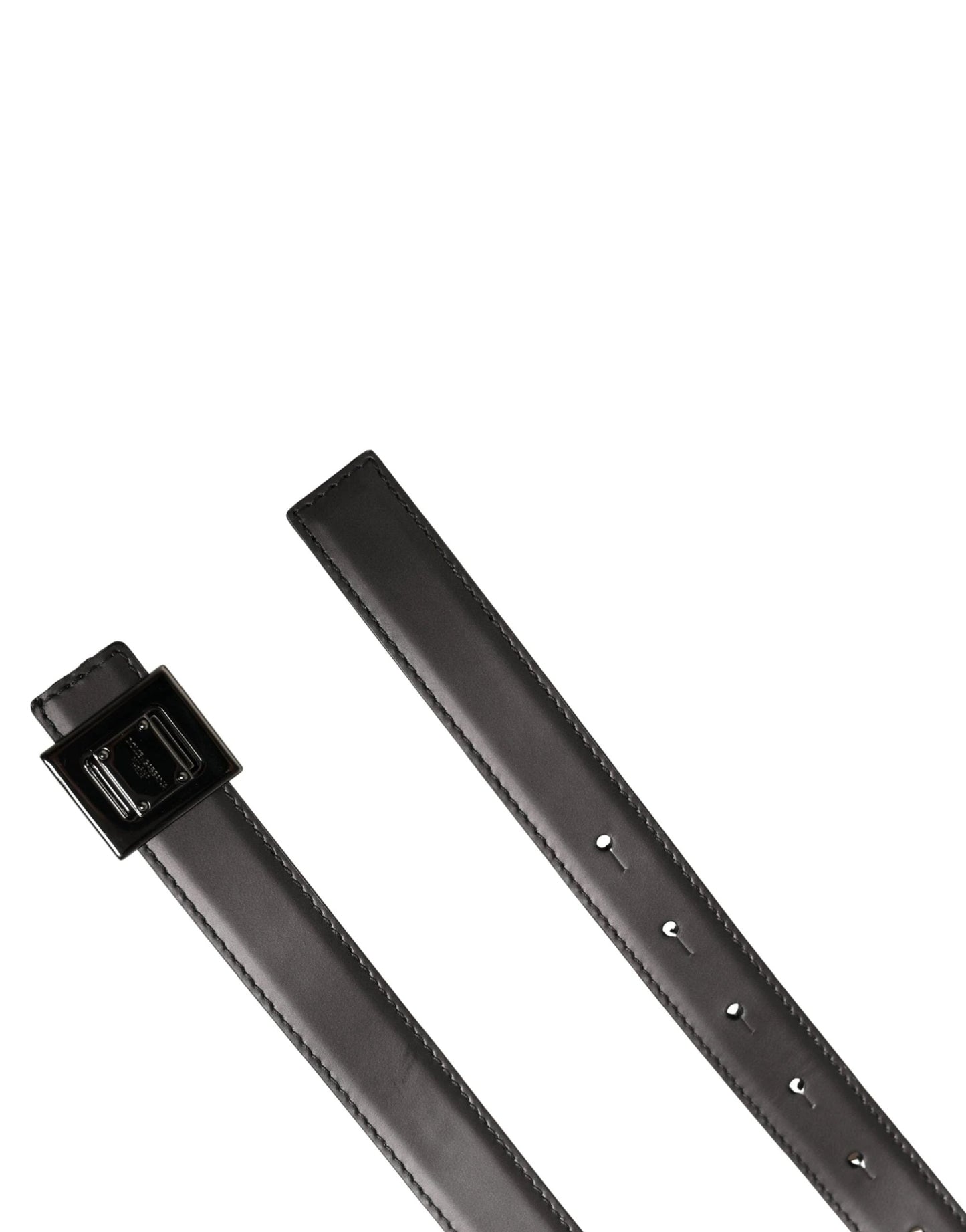 Dolce & Gabbana Men Silver Classic Leather Square Buckle Belt by Dolce & Gabbana