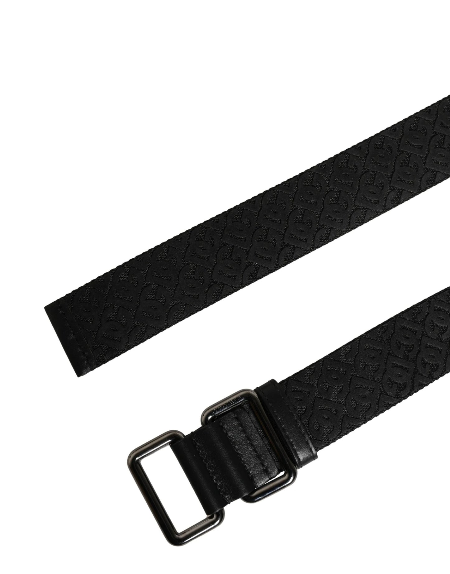 Dolce & Gabbana Men Black DG Logo Polyester Metal Buckle Belt by Dolce & Gabbana