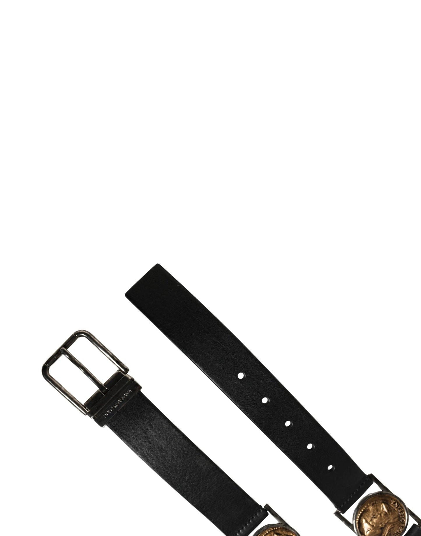Dolce & Gabbana Men Black Classic Leather Metal Buckle Belt by Dolce & Gabbana