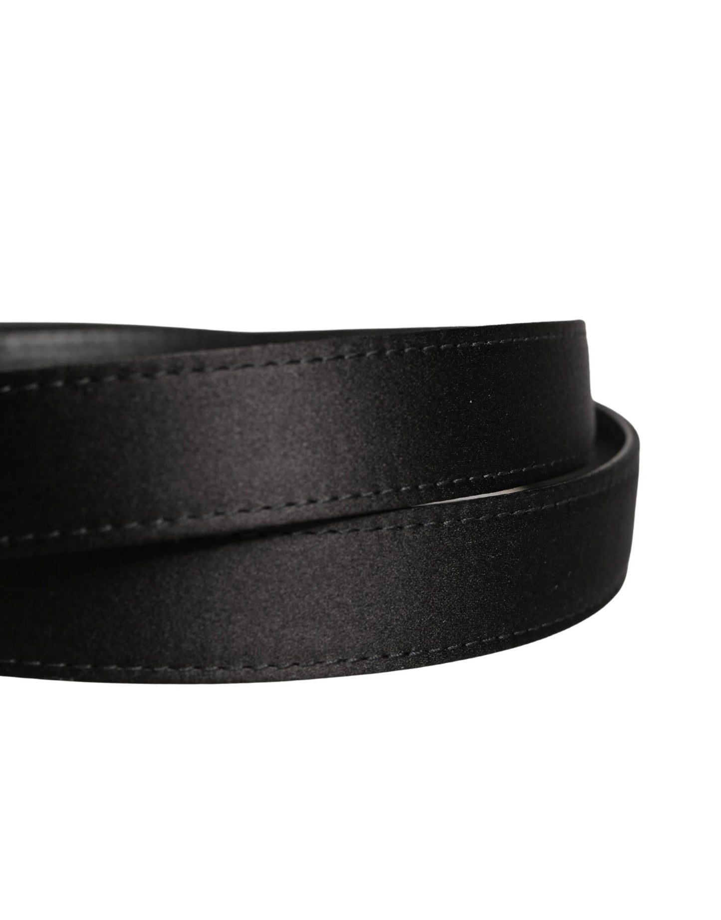 Dolce & Gabbana Men Black Classic Viscose Metal Buckle Belt by Dolce & Gabbana