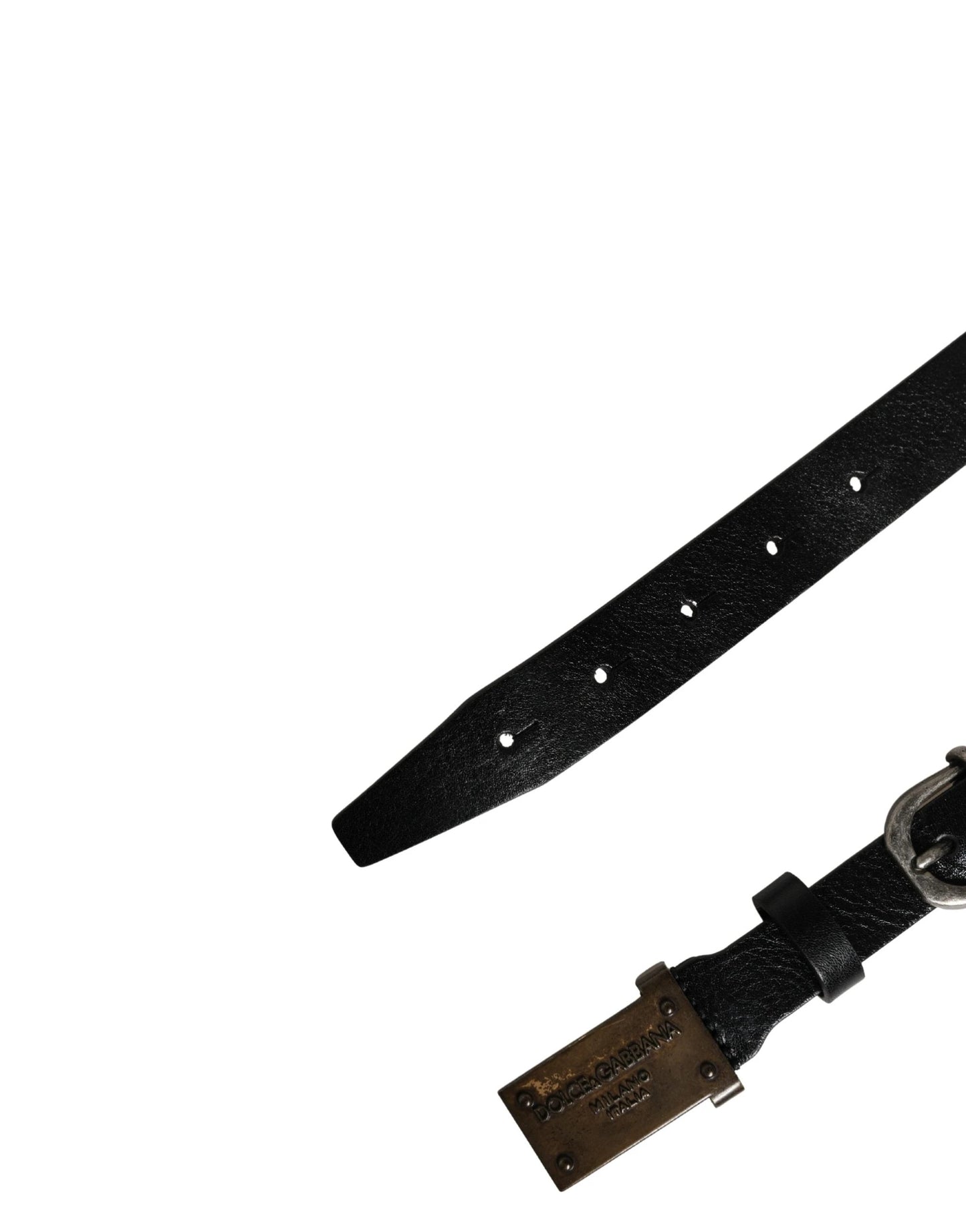 Dolce & Gabbana Men Black Classic Leather Logo Buckle Belt by Dolce & Gabbana