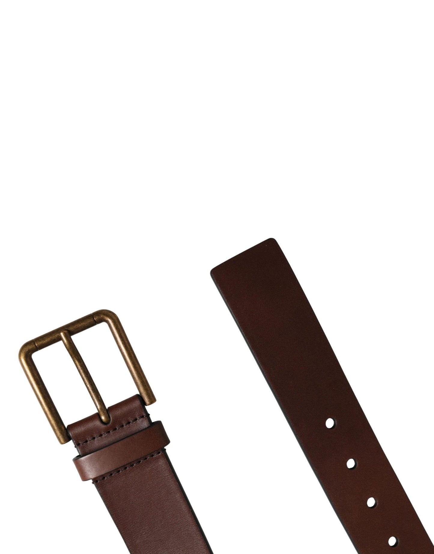 Dolce & Gabbana Men Brown Classic Leather Metal Buckle Belt by Dolce & Gabbana