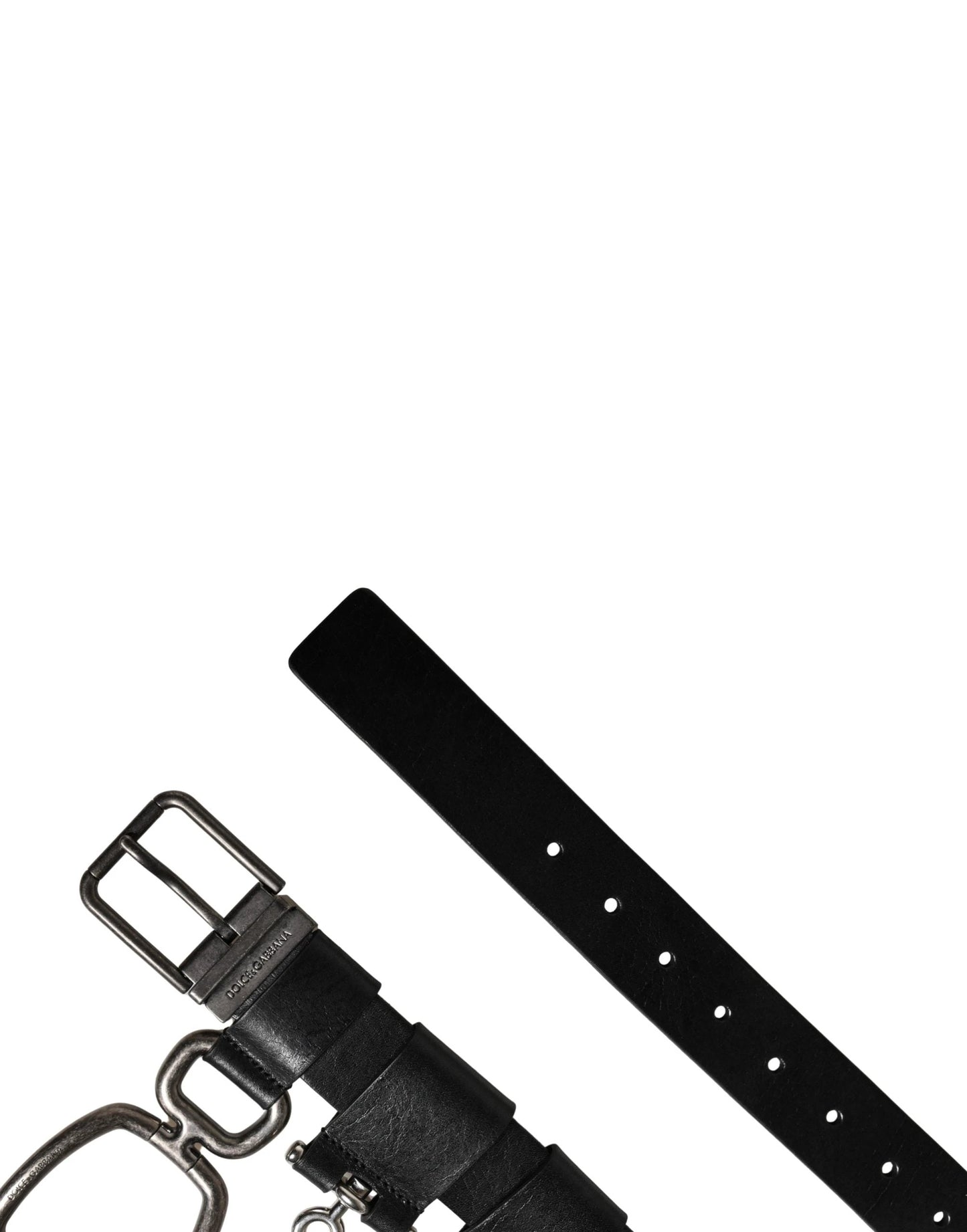 Dolce & Gabbana Black Calf Leather Silver Metal Buckle Belt by Dolce & Gabbana