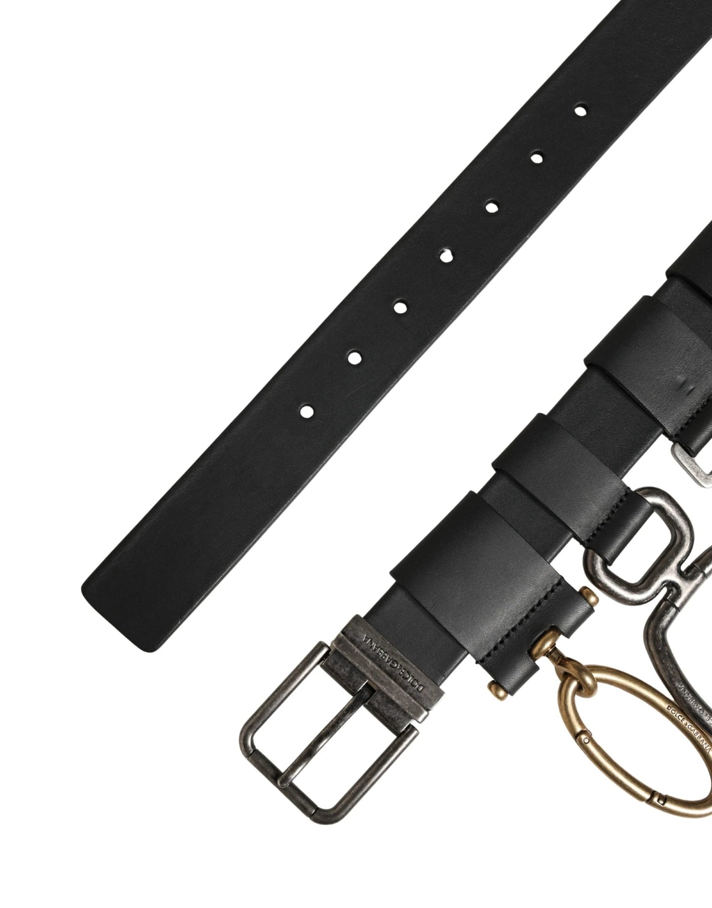 Dolce & Gabbana Men Black Classic Leather Metal Buckle Belt by Dolce & Gabbana