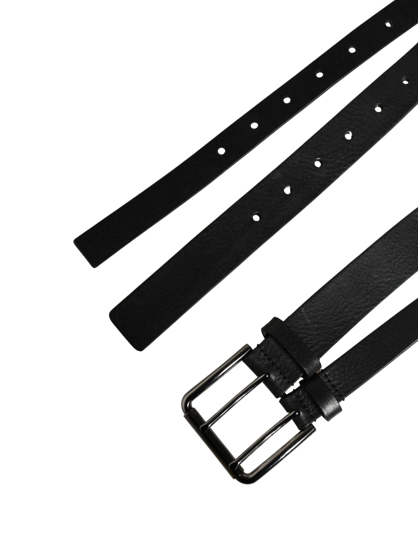 Dolce & Gabbana Black Double Strap Leather Silver Buckle Belt by Dolce & Gabbana