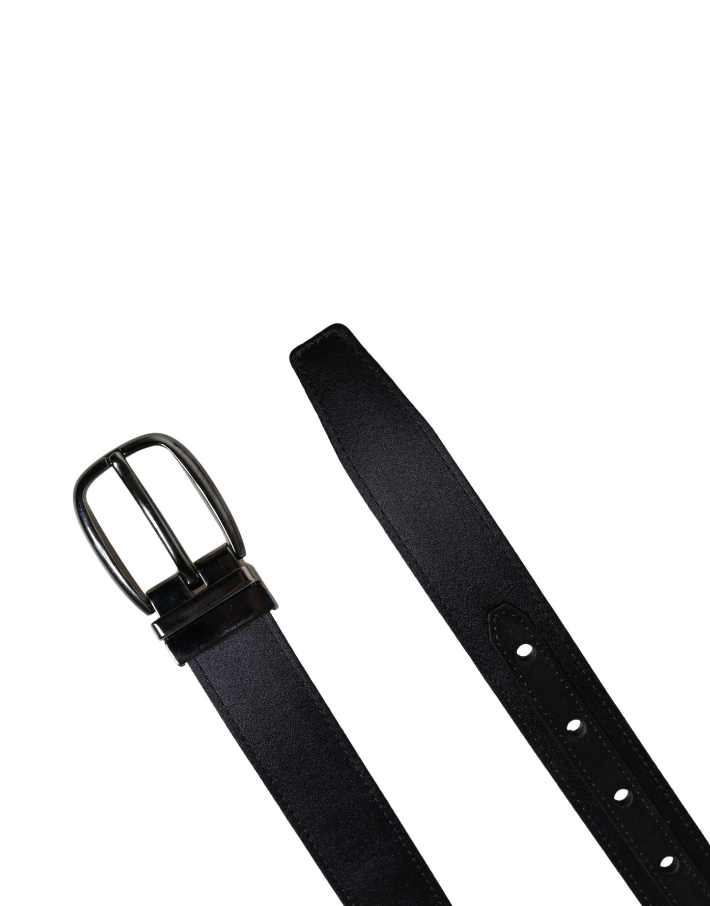 Dolce & Gabbana Men Black Classic Viscose Metal Buckle Belt by Dolce & Gabbana