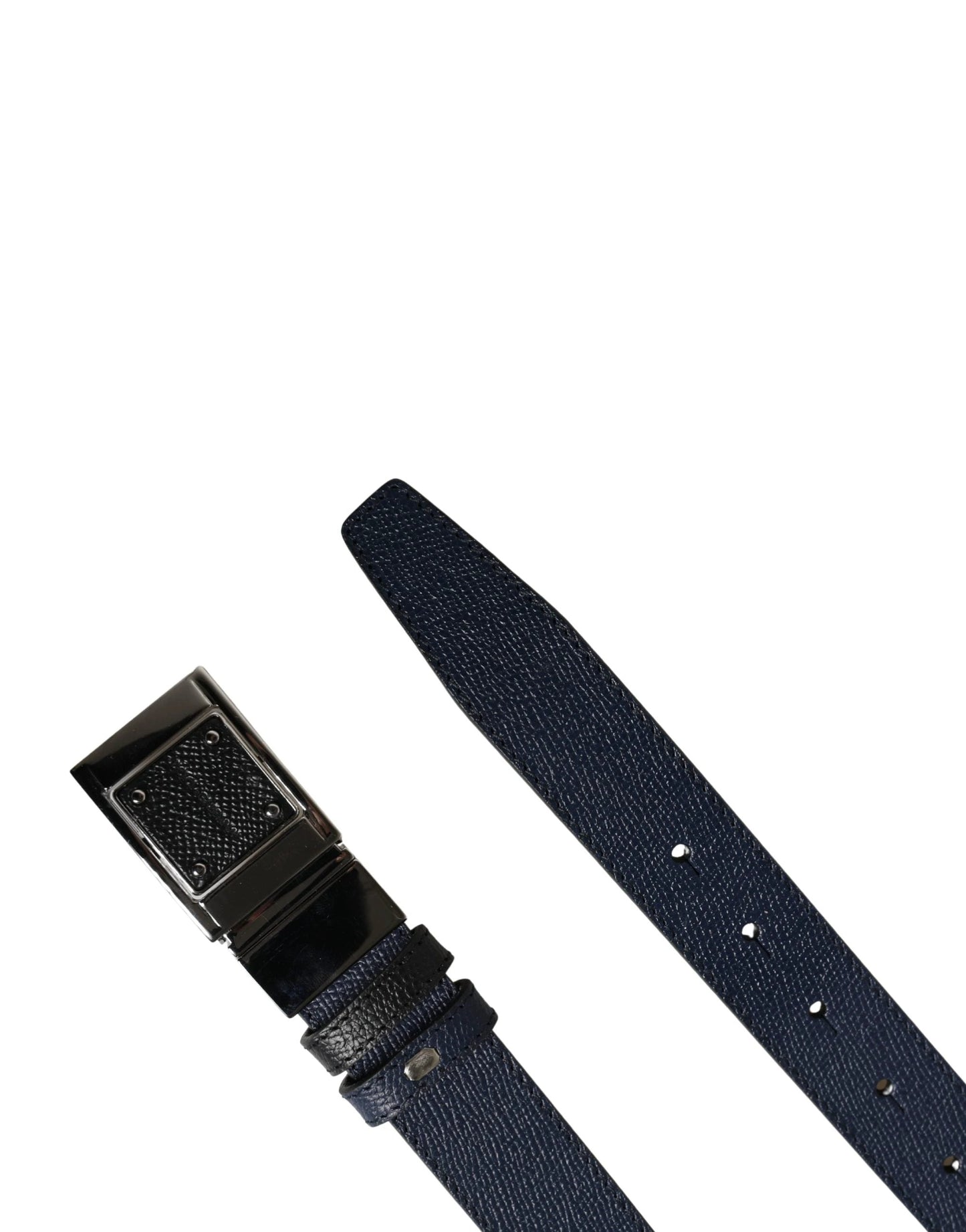 Dolce & Gabbana Men Blue Calfskin Leather Square Buckle Belt by Dolce & Gabbana
