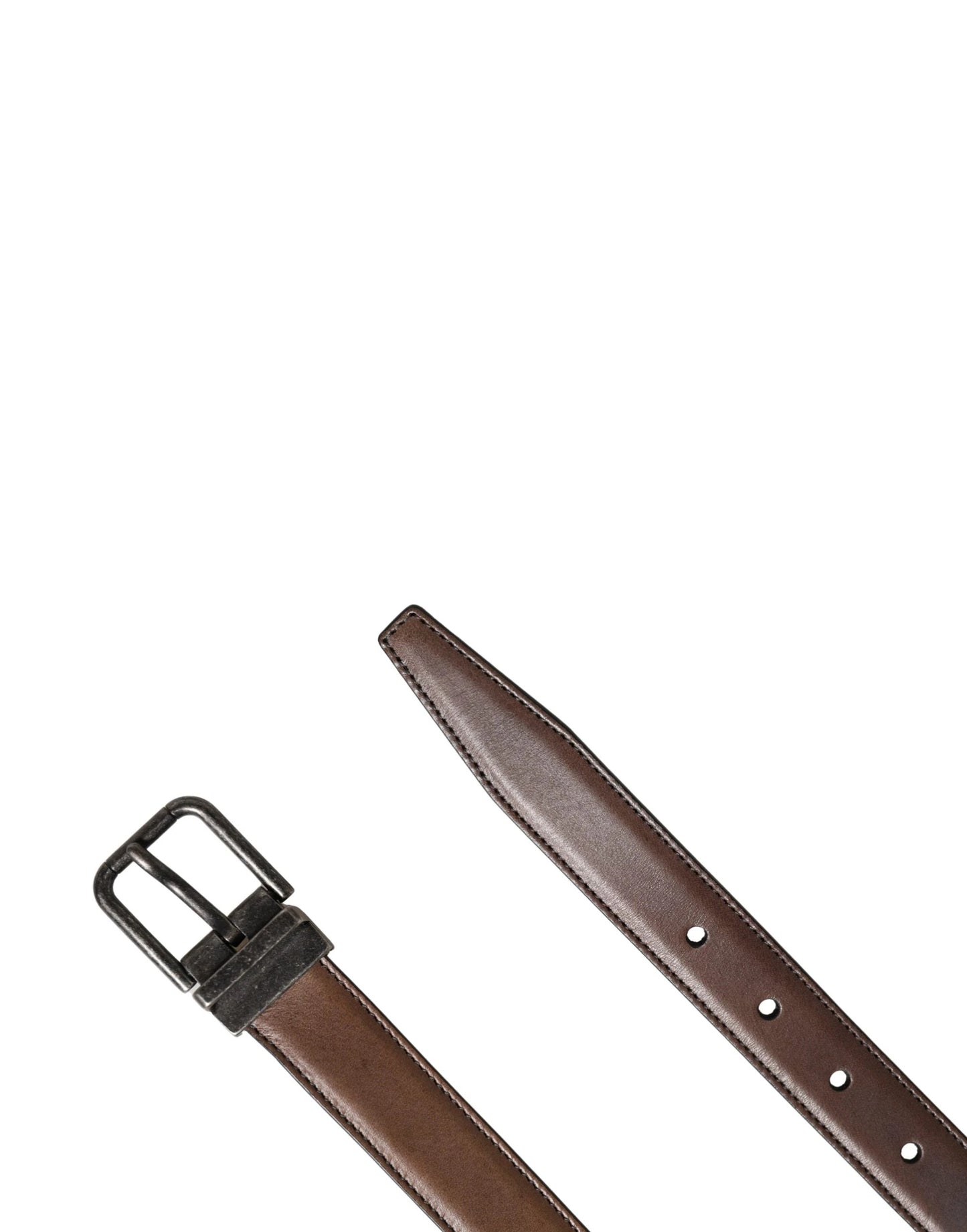 Dolce & Gabbana Men Brown Classic Leather Metal Buckle Belt by Dolce & Gabbana