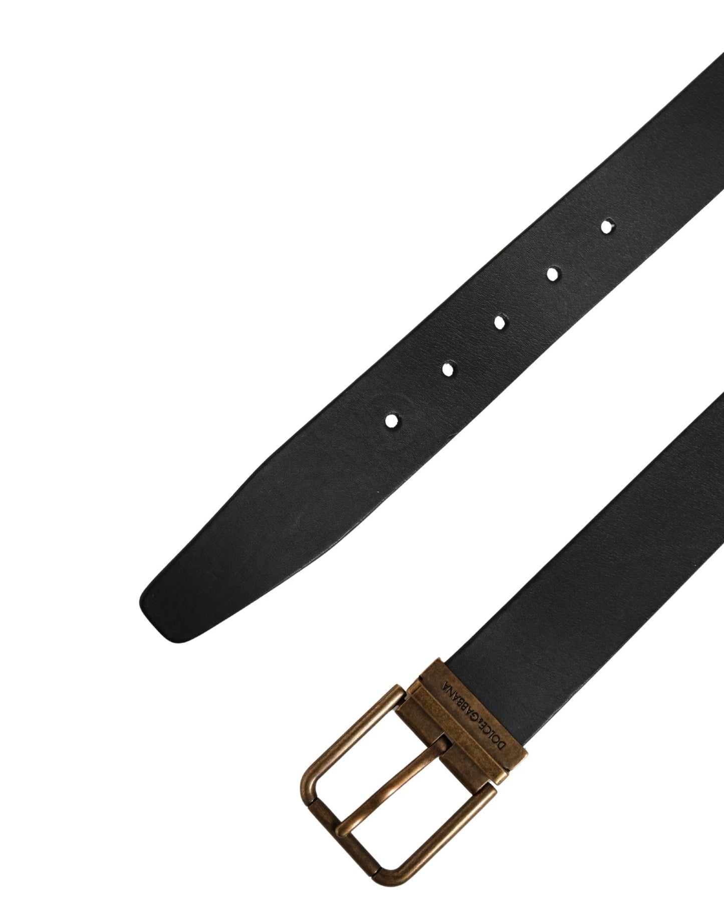 Dolce & Gabbana Men Black Classic Leather Metal Buckle Belt by Dolce & Gabbana