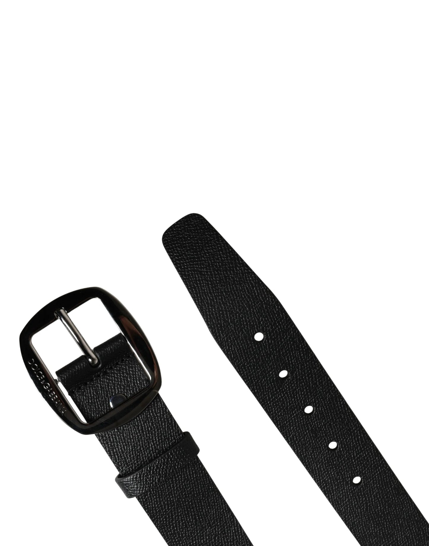 Dolce & Gabbana Men Black Classic Leather Metal Buckle Belt by Dolce & Gabbana