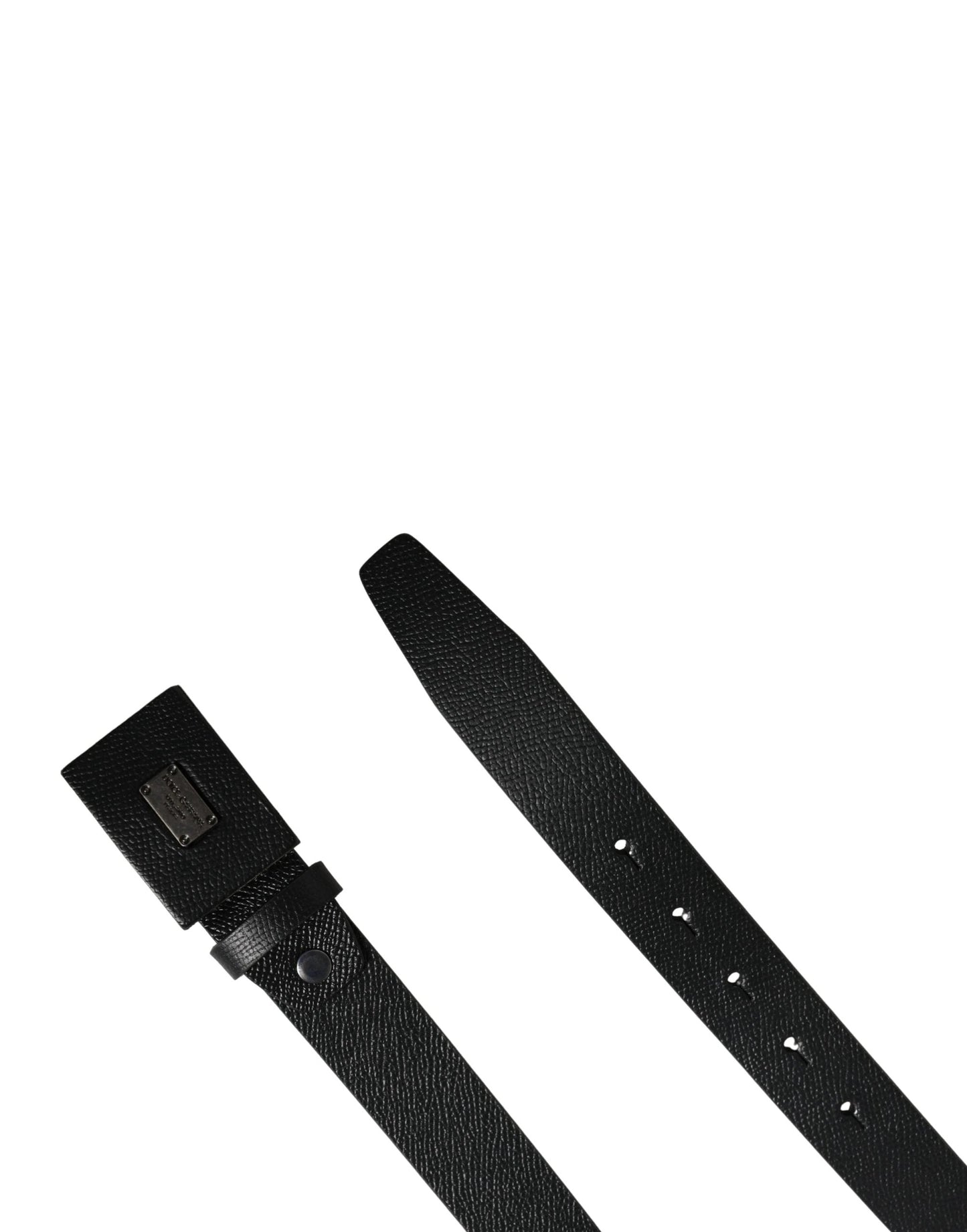 Dolce & Gabbana Men Black Calfskin Leather Square Buckle Belt by Dolce & Gabbana