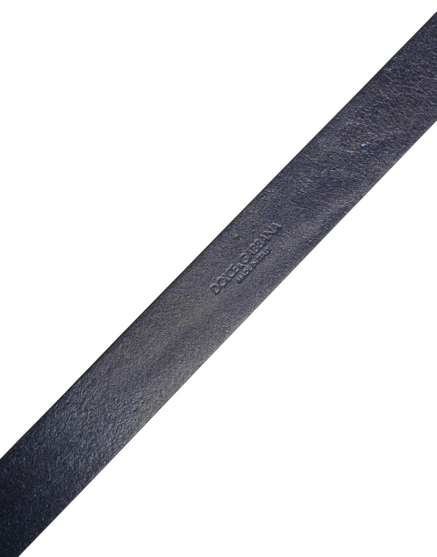 Dolce & Gabbana Men Blue Calf Leather Logo Metal Buckle Belt by Dolce & Gabbana