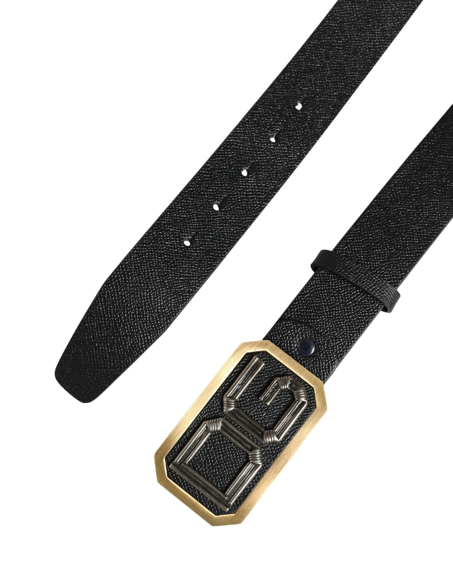 Dolce & Gabbana Men Black Leather DG Logo Metal Buckle Belt by Dolce & Gabbana