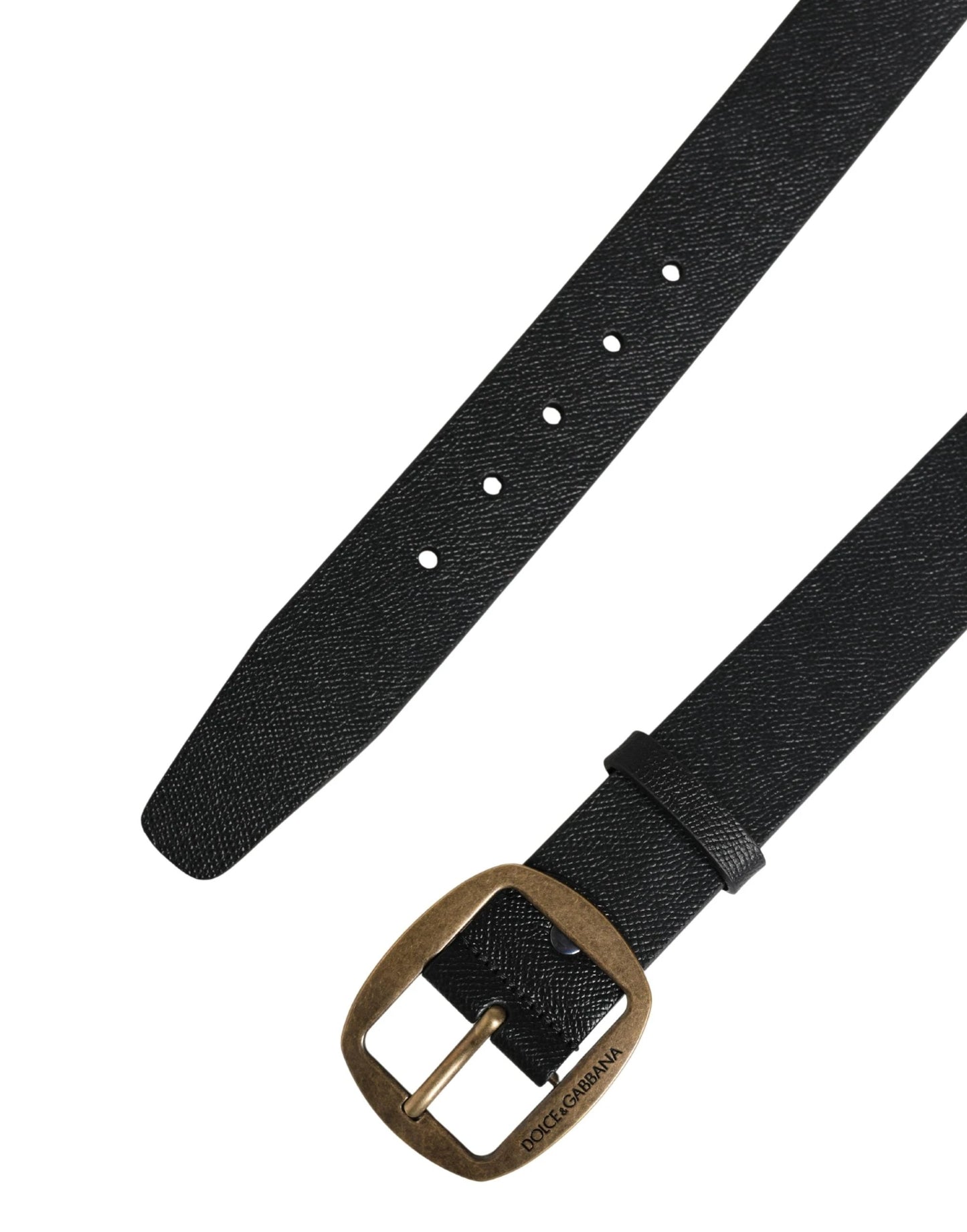Dolce & Gabbana Men Black Classic Leather Metal Buckle Belt by Dolce & Gabbana