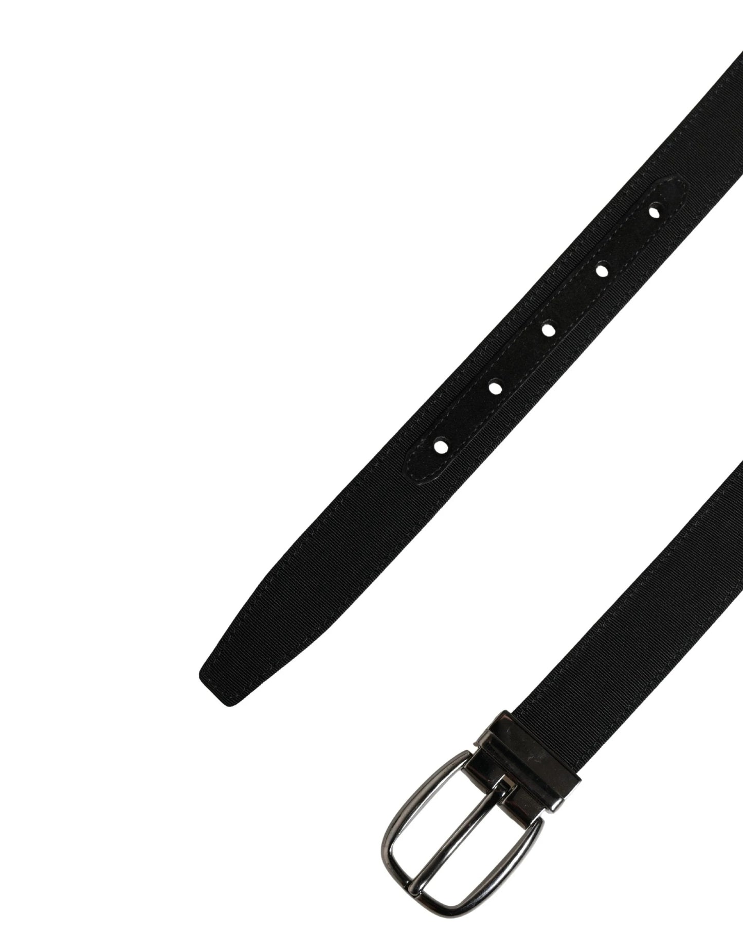 Dolce & Gabbana Men Black Viscose Silver Metal Buckle Belt by Dolce & Gabbana
