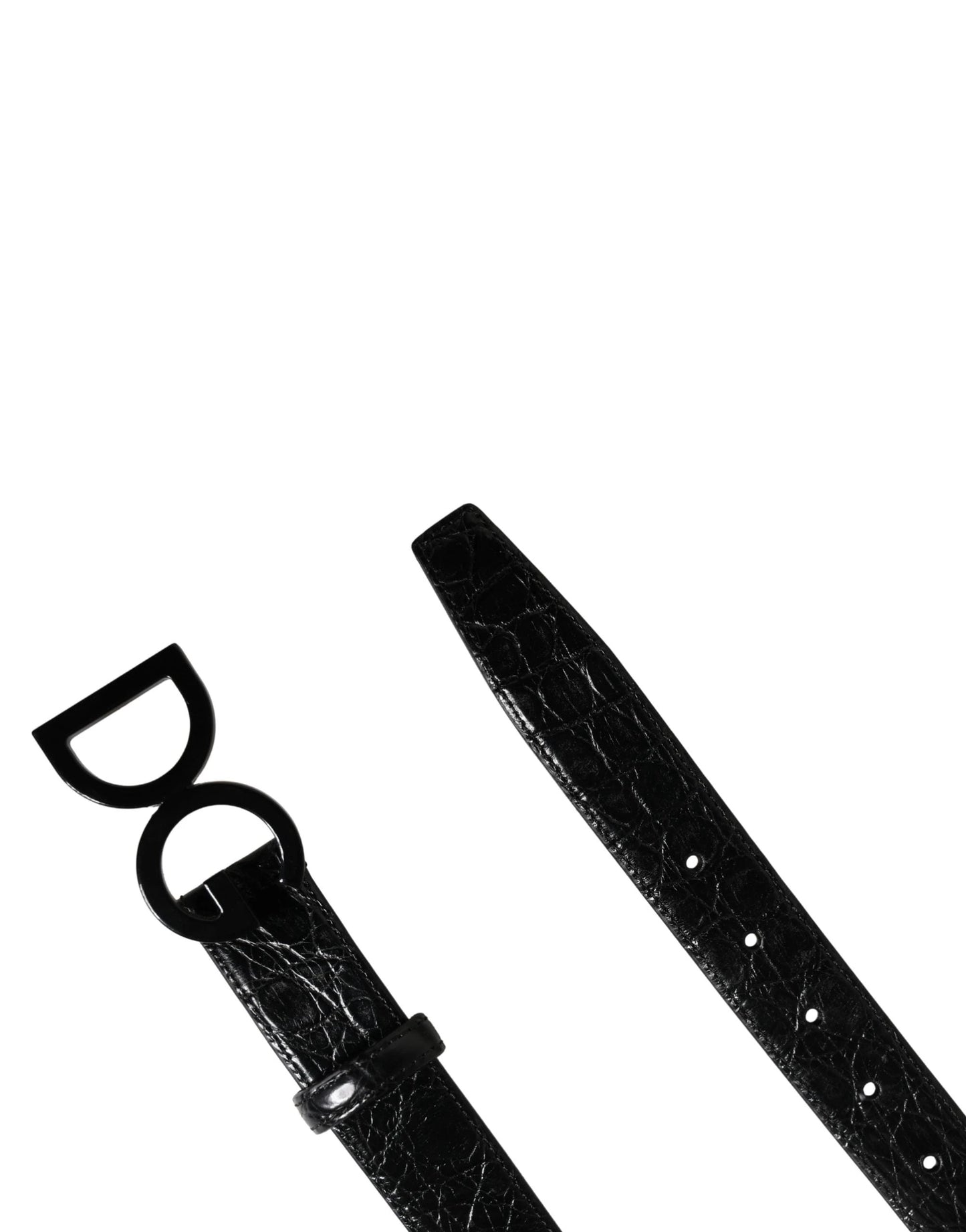 Dolce & Gabbana Men Black Exotic Leather Logo Buckle Belt by Dolce & Gabbana