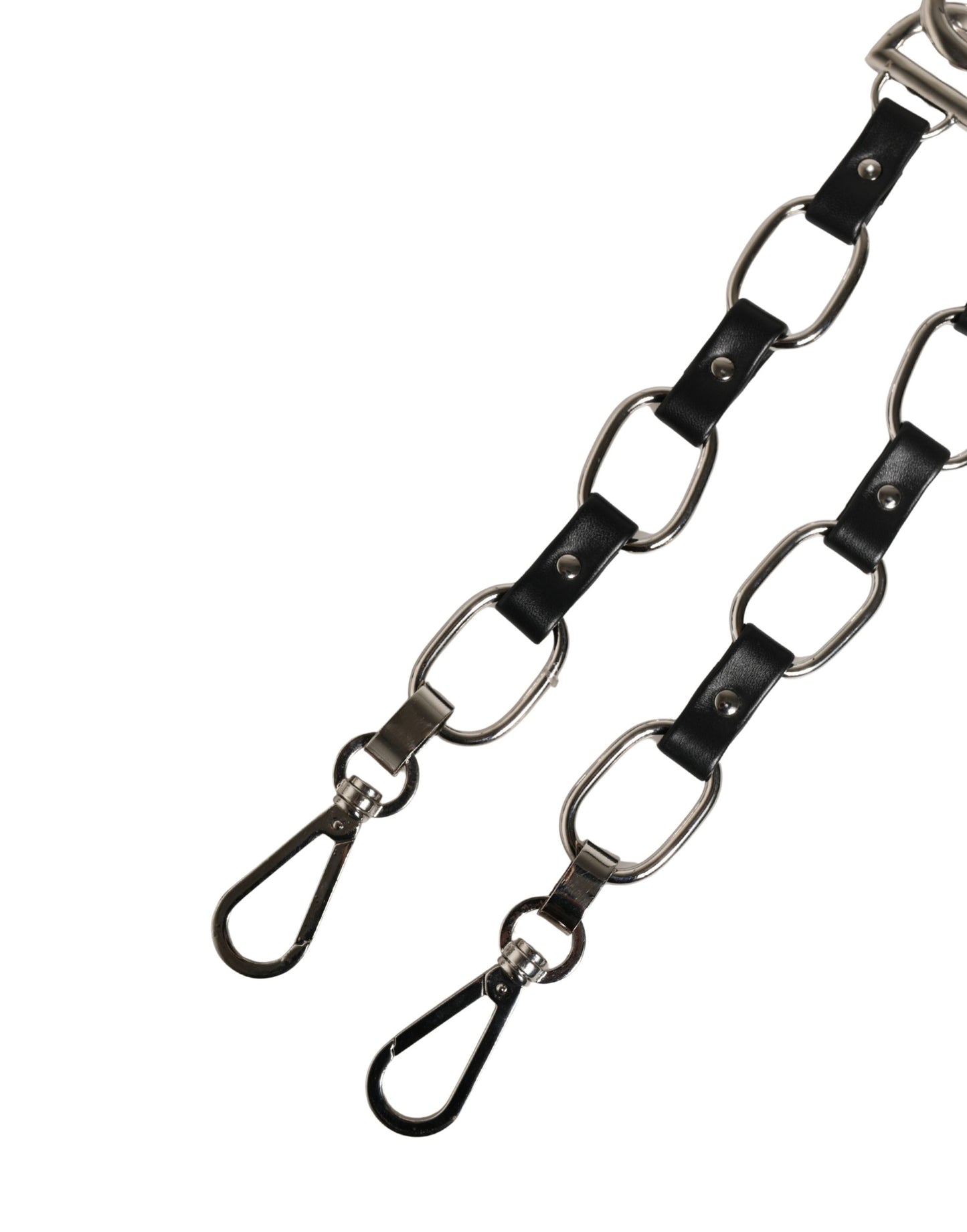 Dolce & Gabbana Black Leather Silver Chain Bag Accessory Shoulder Strap by Dolce & Gabbana
