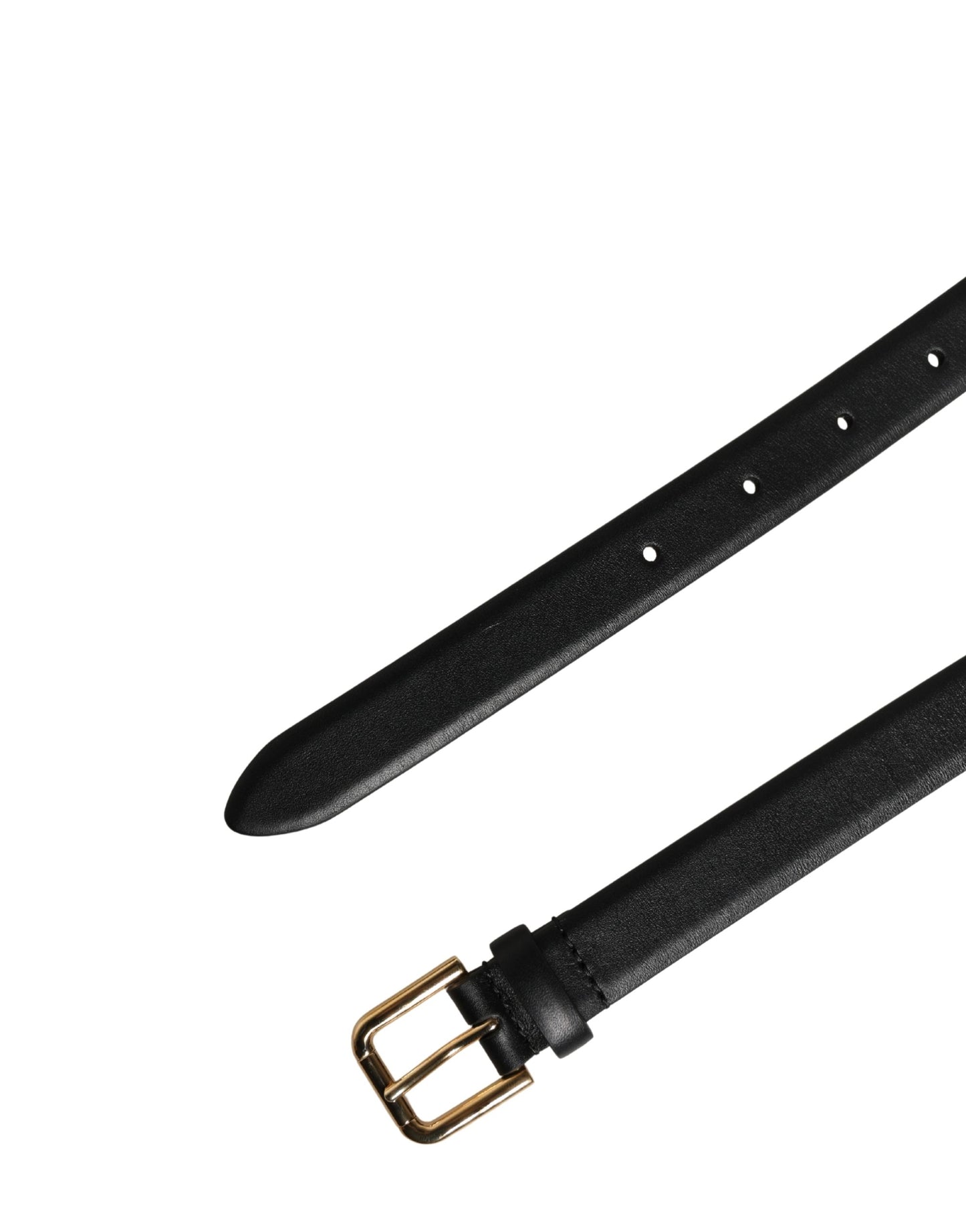 Dolce & Gabbana Black Classic Leather Gold Metal Buckle Belt
