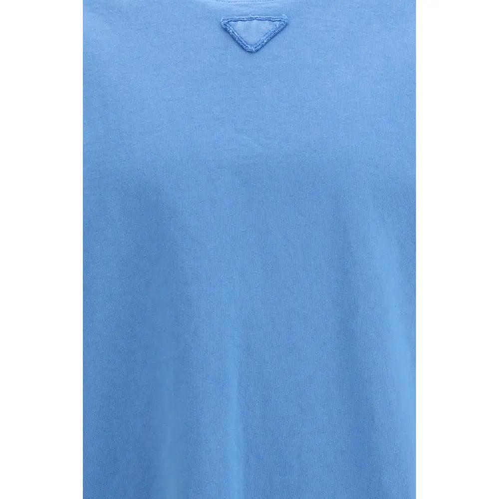 Prada Blue Cotton T-Shirt by Prada