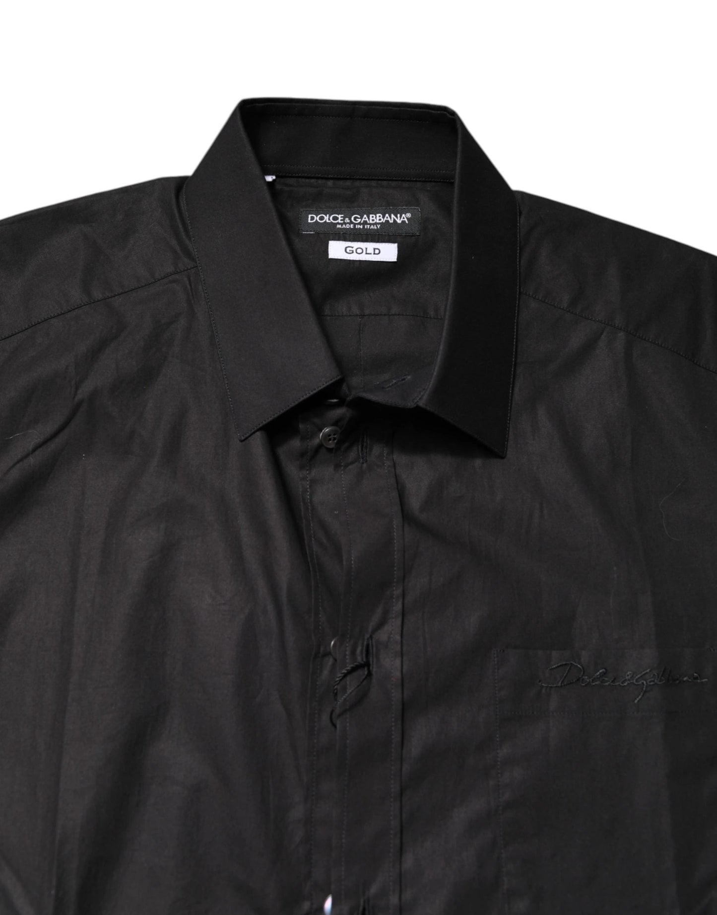Dolce & Gabbana Black GOLD Cotton Collared Formal Dress Shirt