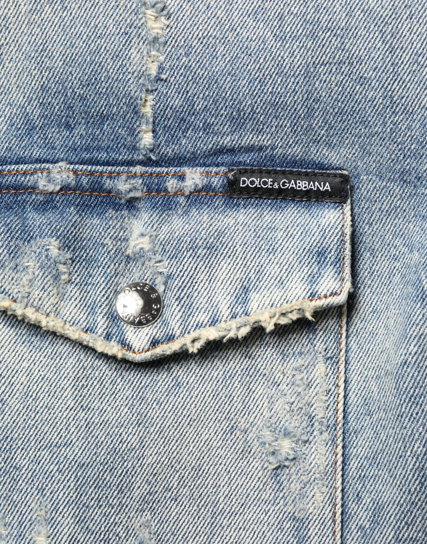 Dolce & Gabbana Blue Hooded Cotton Buttoned Denim Jacket by Dolce & Gabbana