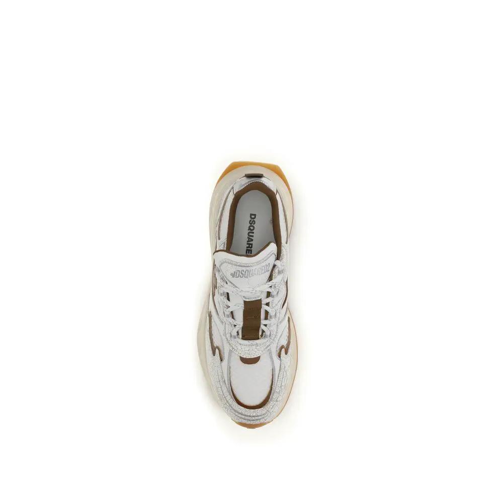 Dsquared² White Calf Leather Bos Taurus Athletic Sneakers by Dsquared²