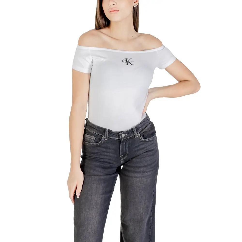 Calvin Klein Jeans White Cotton T-Shirt by Calvin Klein Jeans