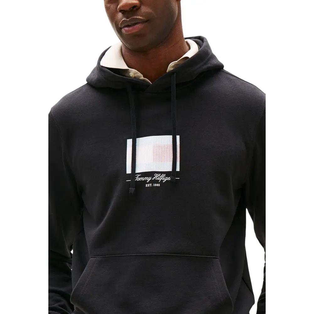 Tommy Hilfiger Black Recycled Cotton Hoodie by Tommy Hilfiger