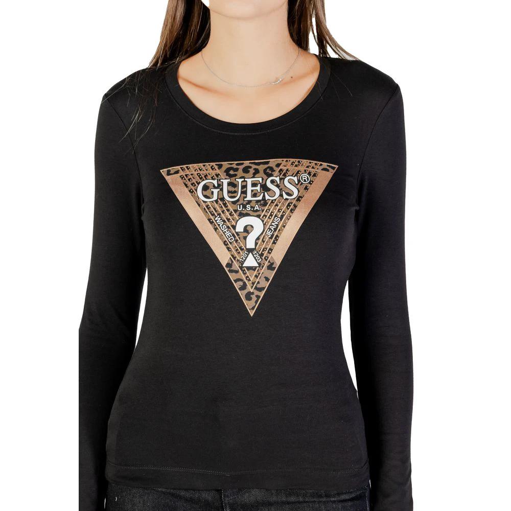 Guess Black Cotton Long Sleeve T-Shirt by Guess